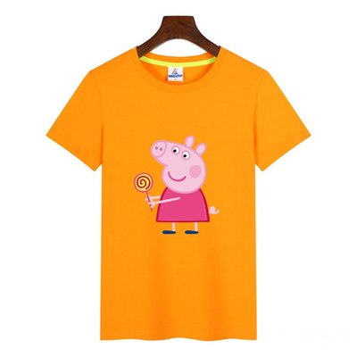 莱卡圆领T恤现货可印刷LOGO，小猪佩奇衣服